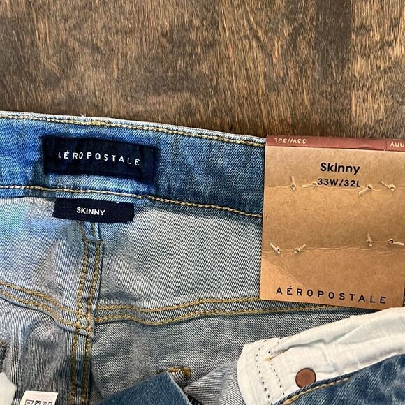 NWT Aeropostale Mens Real Original Denim Skinny distressed Jeans Sz-33/32 - Picture 5 of 9